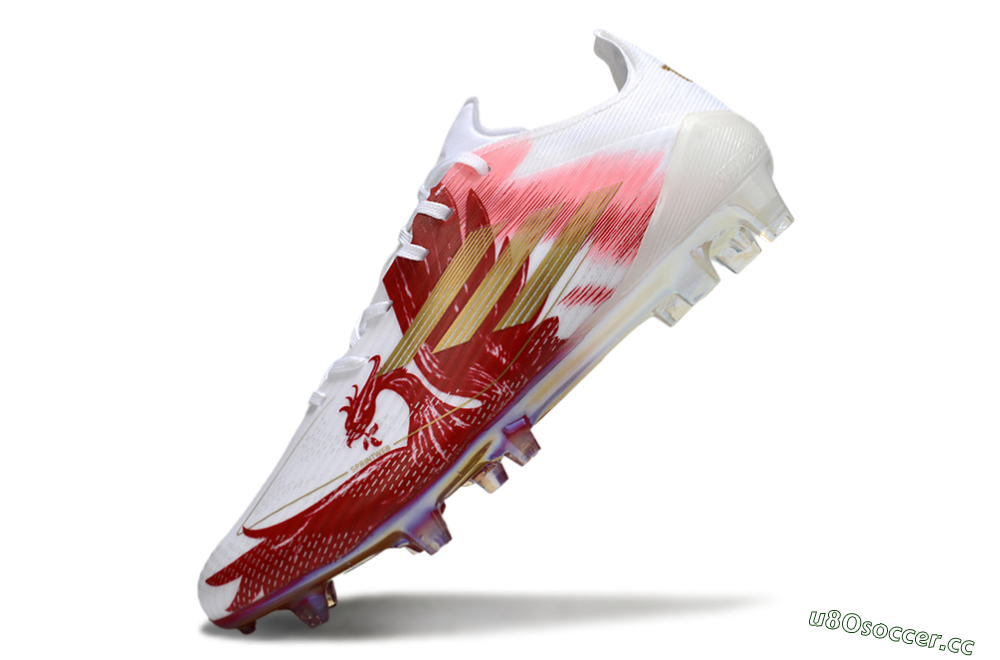 Men's Adidas F50 Pro FG Firm Ground Low-Tops Football Boots - White/Red/Gold 5