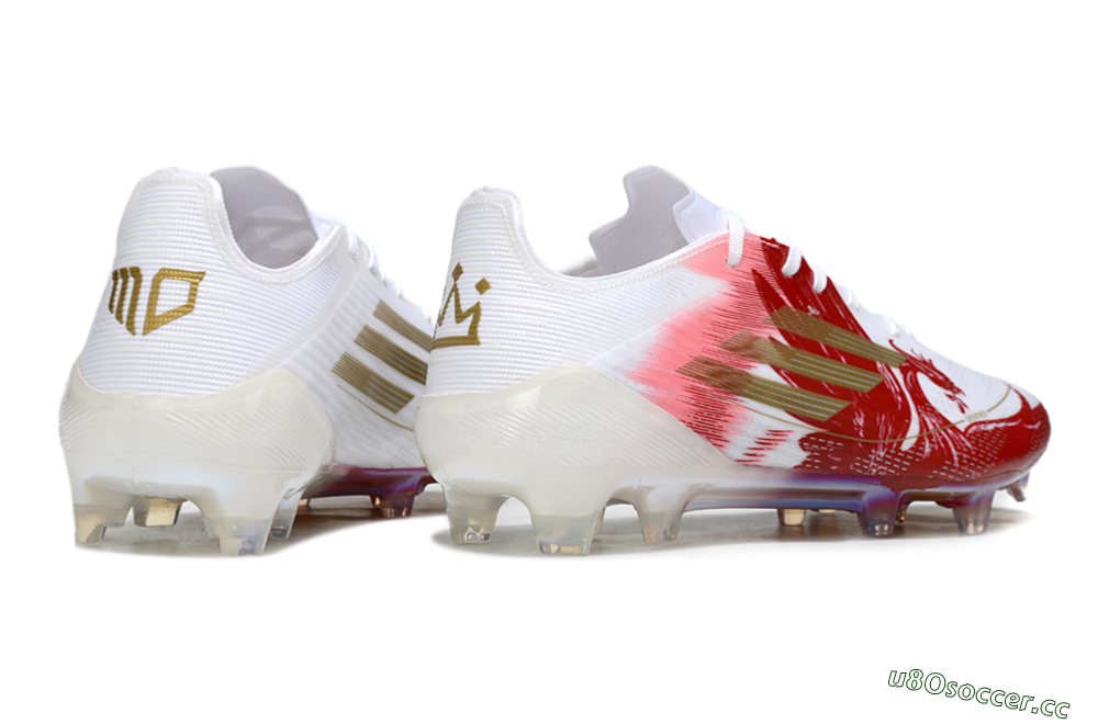 Men's Adidas F50 Pro FG Firm Ground Low-Tops Football Boots - White/Red/Gold 6