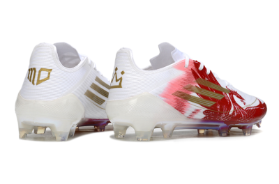 Men's Adidas F50 Pro FG Firm Ground Low-Tops Football Boots - White/Red/Gold