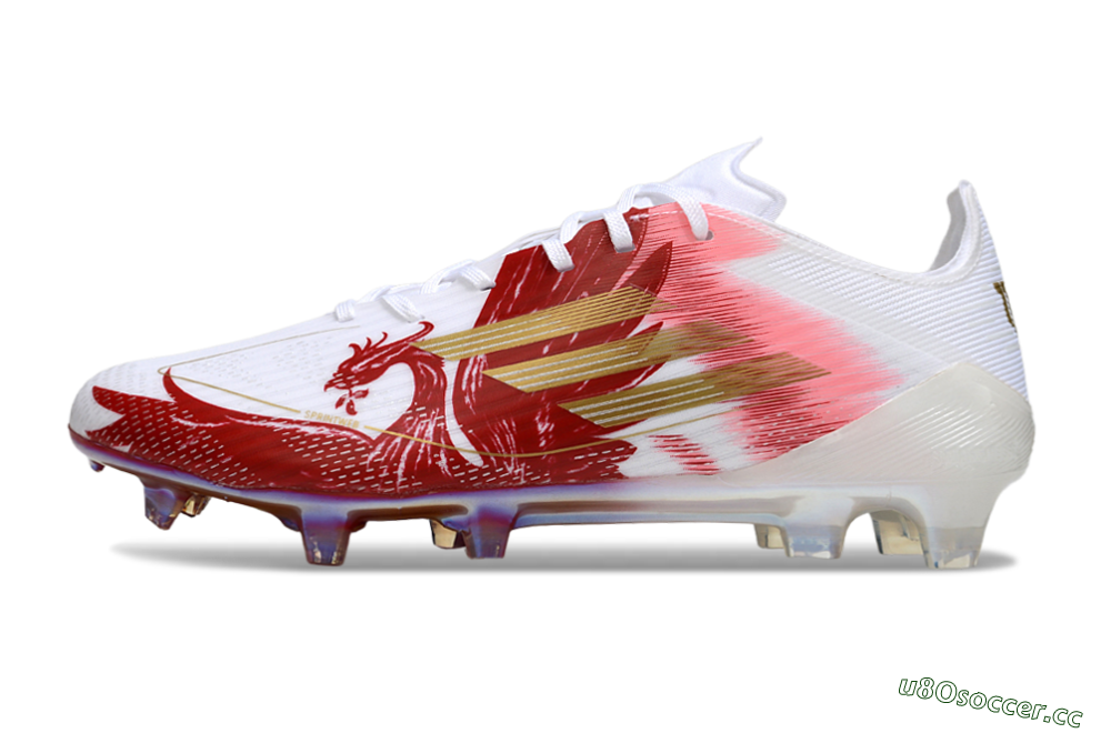 Men's Adidas F50 Pro FG Firm Ground Low-Tops Football Boots - White/Red/Gold 0