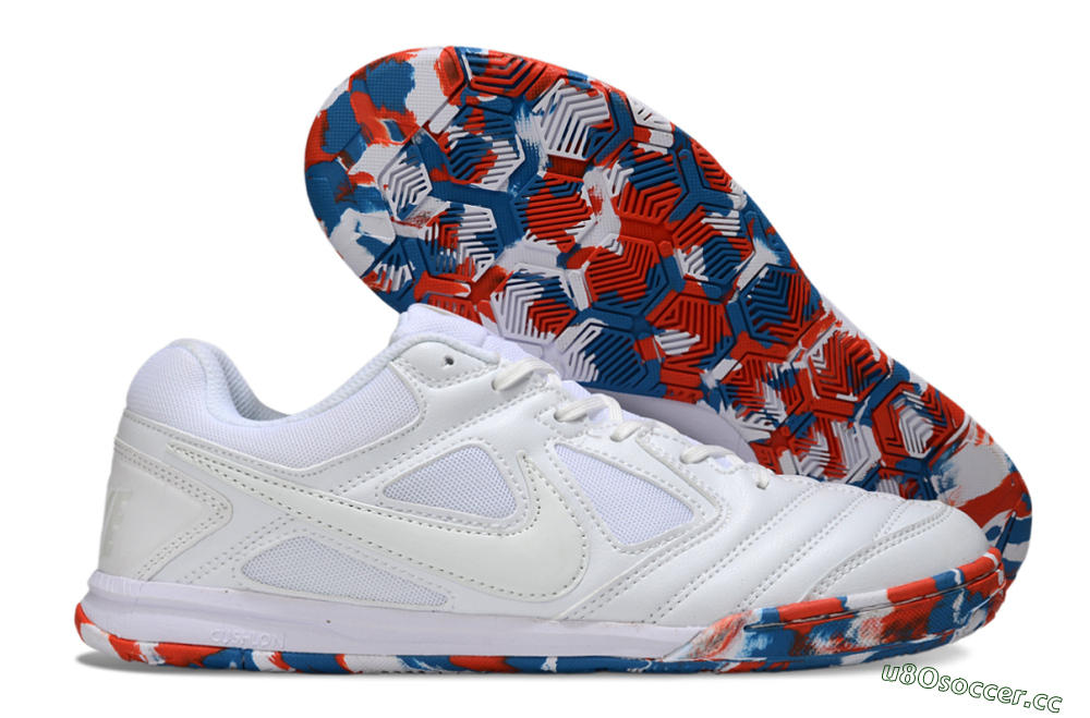 Men's Supreme x Nike SB Gato IC Indoor & Futsal Low-Tops Football Shoes - White/Blue/Red 2