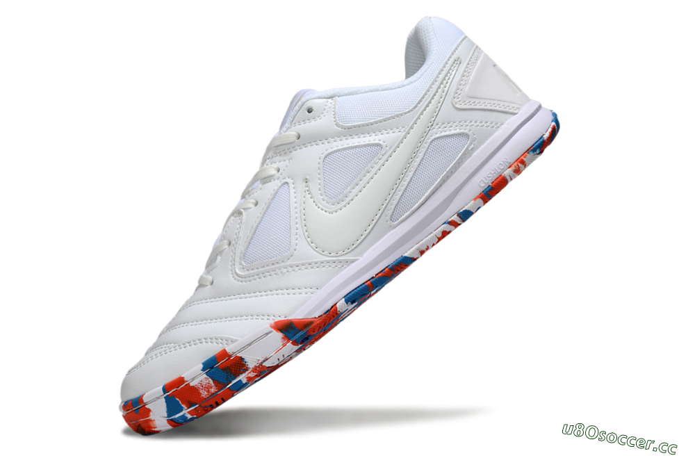 Men's Supreme x Nike SB Gato IC Indoor & Futsal Low-Tops Football Shoes - White/Blue/Red 5