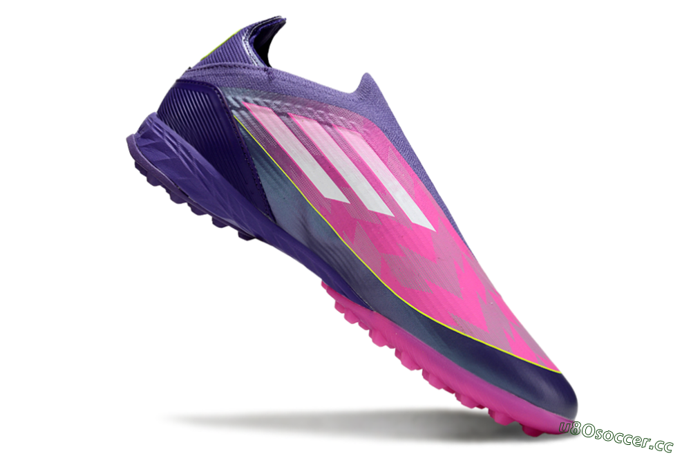Unisex Adidas F50 Elite Laceless TF Artificial Turf Low-Tops Football Shoes - Pink/Purple/Yellow 5