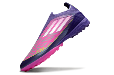 Unisex Adidas F50 Elite Laceless TF Artificial Turf Low-Tops Football Shoes - Pink/Purple/Yellow