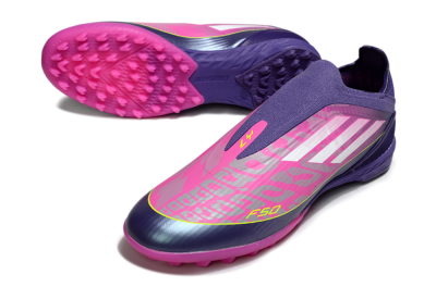 Unisex Adidas F50 Elite Laceless TF Artificial Turf Low-Tops Football Shoes - Pink/Purple/Yellow