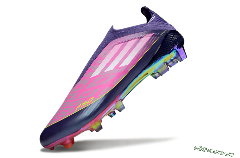 Unisex Adidas F50 Elite Laceless FG Firm Ground Low-Tops Football Boots - Pink/Purple/Yellow 6