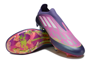 Unisex Adidas F50 Elite Laceless FG Firm Ground Low-Tops Football Boots - Pink/Purple/Yellow