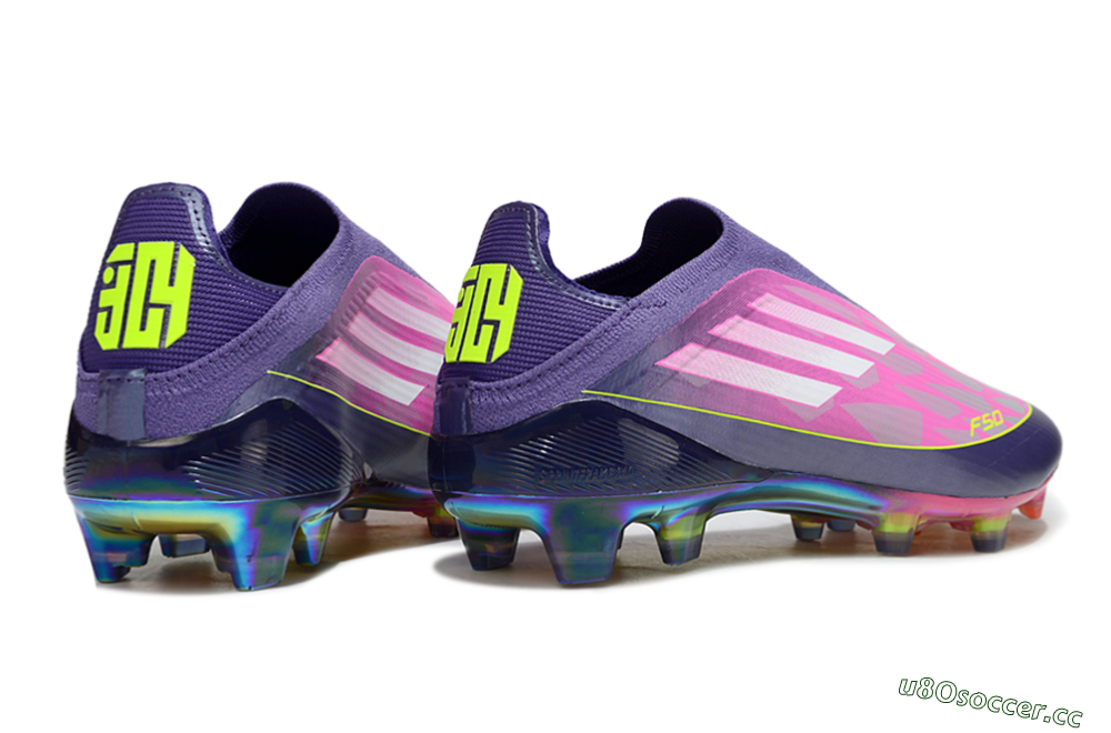 Unisex Adidas F50 Elite Laceless FG Firm Ground Low-Tops Football Boots - Pink/Purple/Yellow 7