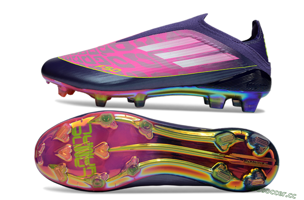 Unisex Adidas F50 Elite Laceless FG Firm Ground Low-Tops Football Boots - Pink/Purple/Yellow 1