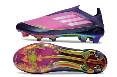 Unisex Adidas F50 Elite Laceless FG Firm Ground Low-Tops Football Boots - Pink/Purple/Yellow