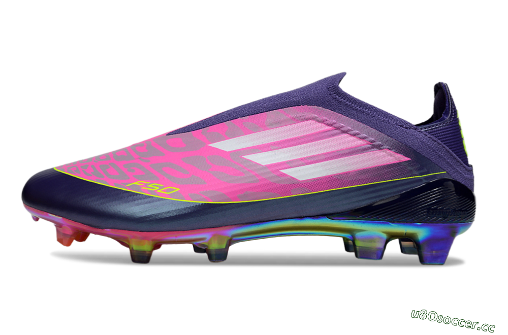Unisex Adidas F50 Elite Laceless FG Firm Ground Low-Tops Football Boots - Pink/Purple/Yellow 0