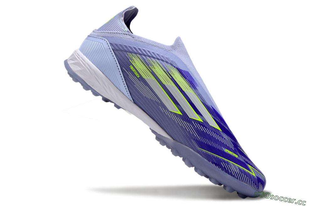 Unisex Adidas F50 Elite Laceless TF Artificial Turf Low-Tops Football Shoes - Blue/Yellow/Silver 5