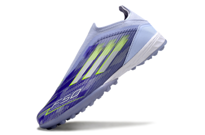 Unisex Adidas F50 Elite Laceless TF Artificial Turf Low-Tops Football Shoes - Blue/Yellow/Silver