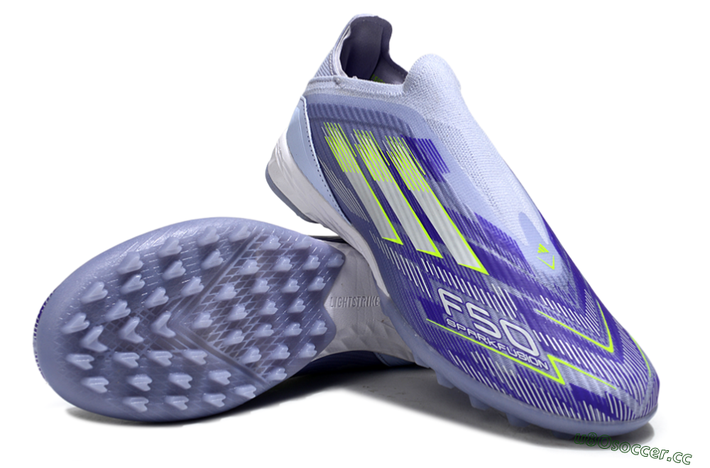 Unisex Adidas F50 Elite Laceless TF Artificial Turf Low-Tops Football Shoes - Blue/Yellow/Silver 4