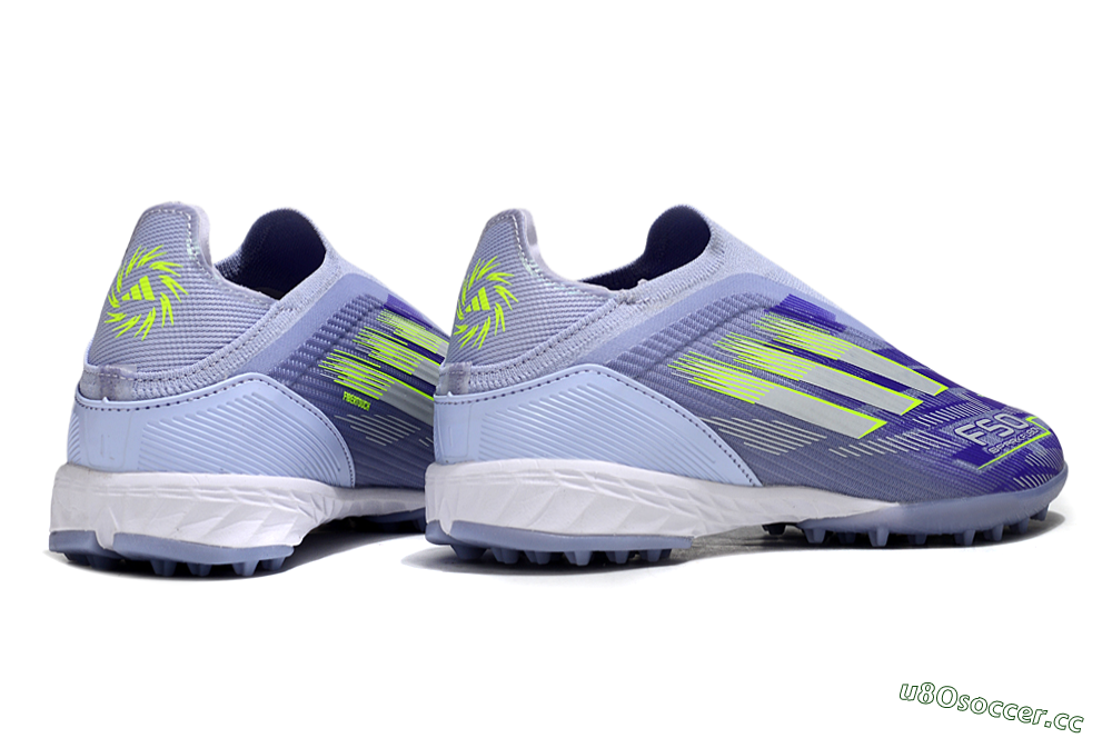 Unisex Adidas F50 Elite Laceless TF Artificial Turf Low-Tops Football Shoes - Blue/Yellow/Silver 7
