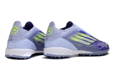 Unisex Adidas F50 Elite Laceless TF Artificial Turf Low-Tops Football Shoes - Blue/Yellow/Silver