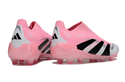 Unisex Adidas Predator 25 Elite Laceless FG Firm Ground Low-Tops Football Boots - Pink/White/Black