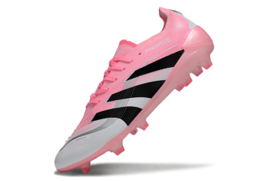 Unisex Adidas Predator 25 Elite FG Firm Ground Low-Tops Football Boots - Pink/White/Black