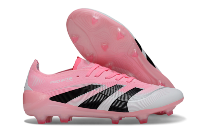 Unisex Adidas Predator 25 Elite FG Firm Ground Low-Tops Football Boots - Pink/White/Black