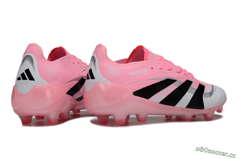 Unisex Adidas Predator 25 Elite FG Firm Ground Low-Tops Football Boots - Pink/White/Black 6