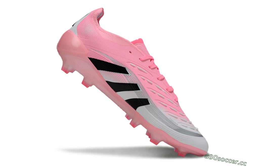 Unisex Adidas Predator 25 Elite FG Firm Ground Low-Tops Football Boots - Pink/White/Black 4
