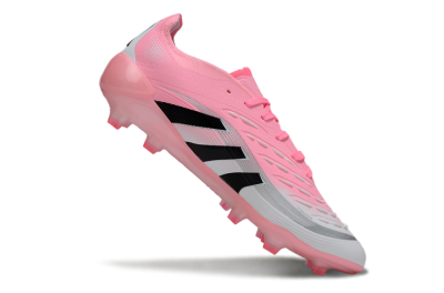 Unisex Adidas Predator 25 Elite FG Firm Ground Low-Tops Football Boots - Pink/White/Black