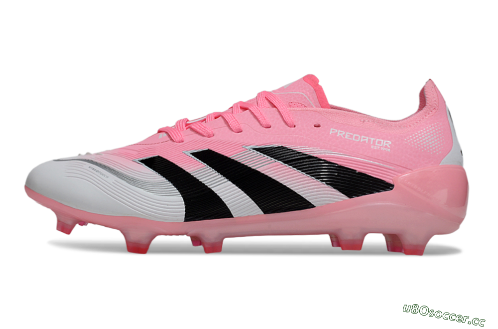 Unisex Adidas Predator 25 Elite FG Firm Ground Low-Tops Football Boots - Pink/White/Black 0