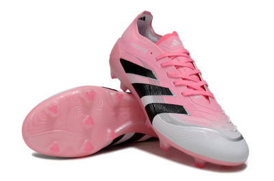 Unisex Adidas Predator 25 Elite FG Firm Ground Low-Tops Football Boots - Pink/White/Black
