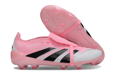 Unisex Adidas Predator 25 Foldover Tongue FG Firm Ground Low-Tops Football Boots - Pink/White/Black