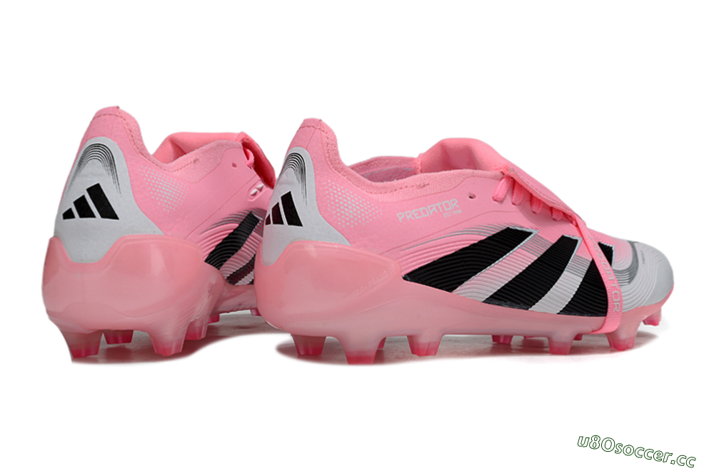 Unisex Adidas Predator 25 Foldover Tongue FG Firm Ground Low-Tops Football Boots - Pink/White/Black 6