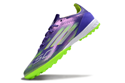 Unisex Adidas F50 Pro TF Artificial Turf Low-Tops Football Shoes - Purple/Yellow/Silver