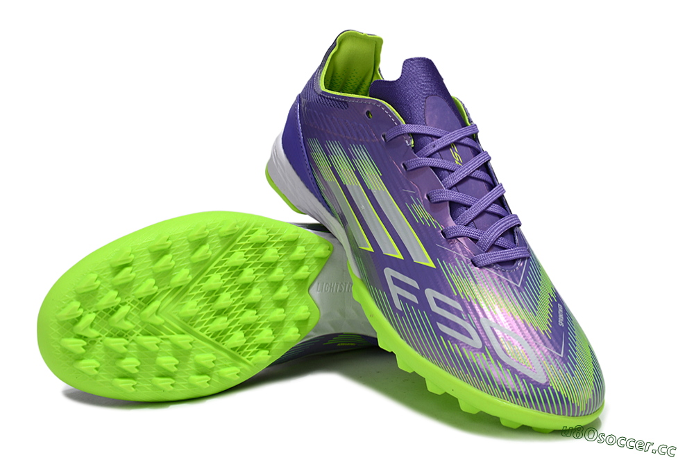 Unisex Adidas F50 Pro TF Artificial Turf Low-Tops Football Shoes - Purple/Yellow/Silver 4