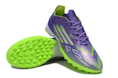 Unisex Adidas F50 Pro TF Artificial Turf Low-Tops Football Shoes - Purple/Yellow/Silver