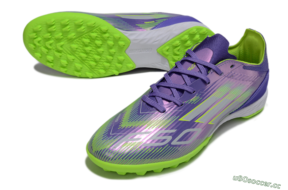 Unisex Adidas F50 Pro TF Artificial Turf Low-Tops Football Shoes - Purple/Yellow/Silver 3