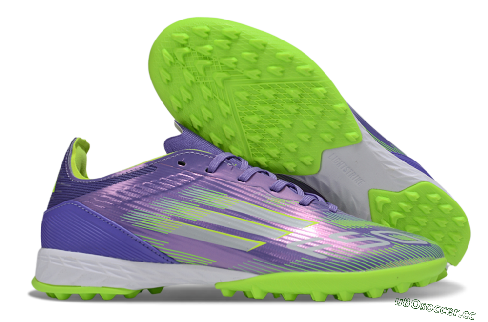 Unisex Adidas F50 Pro TF Artificial Turf Low-Tops Football Shoes - Purple/Yellow/Silver 2