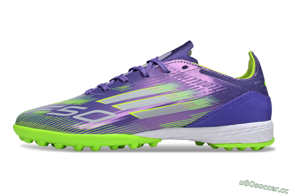 Unisex Adidas F50 Pro TF Artificial Turf Low-Tops Football Shoes - Purple/Yellow/Silver 0