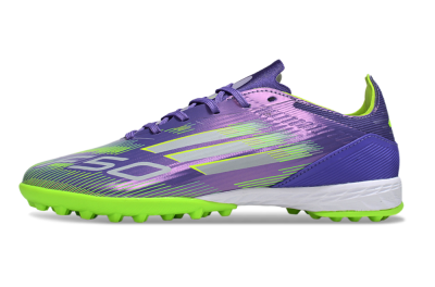 Unisex Adidas F50 Pro TF Artificial Turf Low-Tops Football Shoes - Purple/Yellow/Silver
