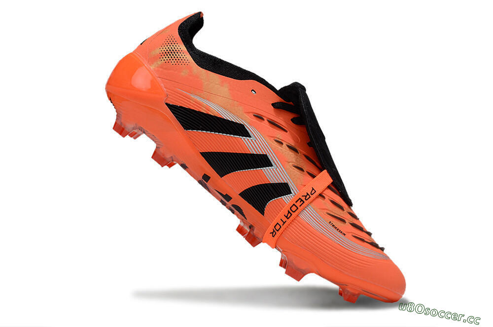 Unisex Adidas Predator 25 Foldover Tongue FG Firm Ground Low-Tops Football Boots - Red/Black/White 4