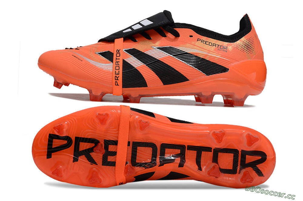 Unisex Adidas Predator 25 Foldover Tongue FG Firm Ground Low-Tops Football Boots - Red/Black/White 1