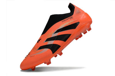 Unisex Adidas Predator 25 Elite Laceless FG Firm Ground Low-Tops Football Boots - Red/Black/White