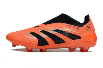 Unisex Adidas Predator 25 Elite Laceless FG Firm Ground Low-Tops Football Boots - Red/Black/White