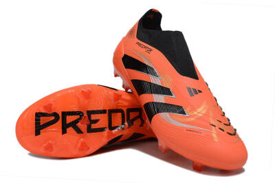 Unisex Adidas Predator 25 Elite Laceless FG Firm Ground Low-Tops Football Boots - Red/Black/White