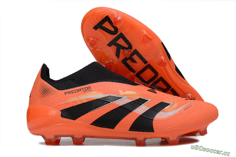 Unisex Adidas Predator 25 Elite Laceless FG Firm Ground Low-Tops Football Boots - Red/Black/White 2