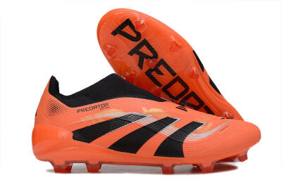 Unisex Adidas Predator 25 Elite Laceless FG Firm Ground Low-Tops Football Boots - Red/Black/White