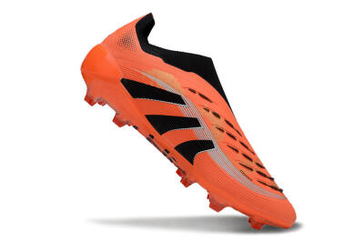 Unisex Adidas Predator 25 Elite Laceless FG Firm Ground Low-Tops Football Boots - Red/Black/White