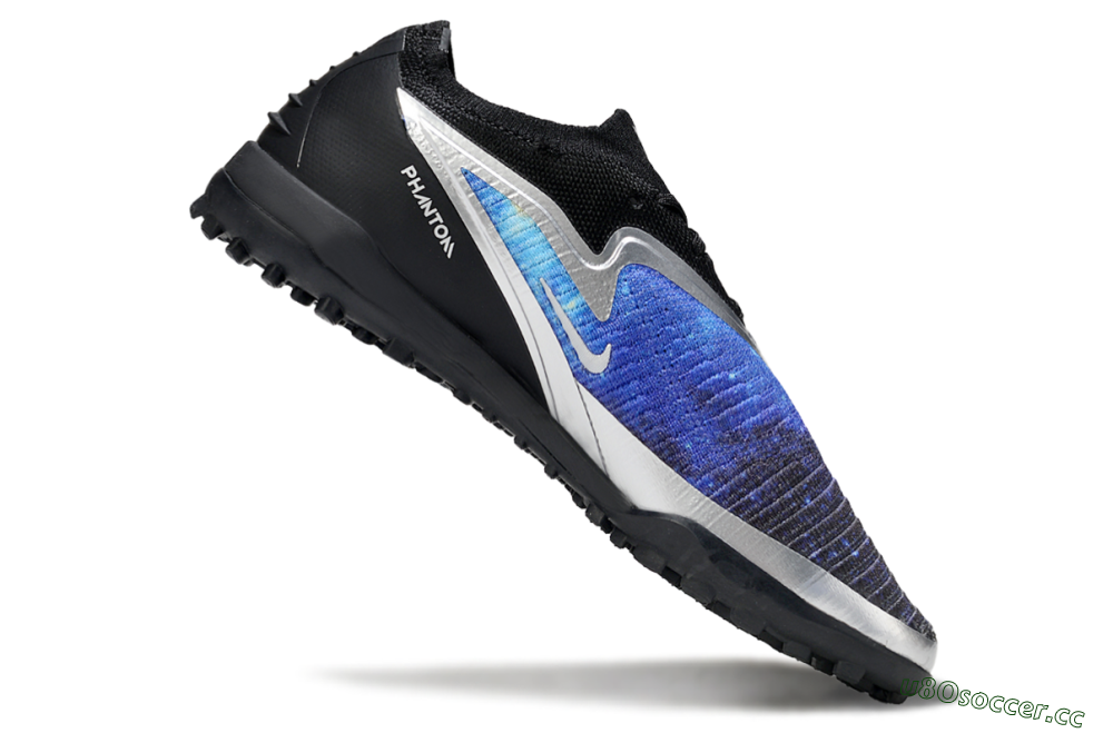 Men's Nike Phantom 6 Low Elite TF Artificial Turf Low-Tops Football Shoes - Blue/Silver/Black 4