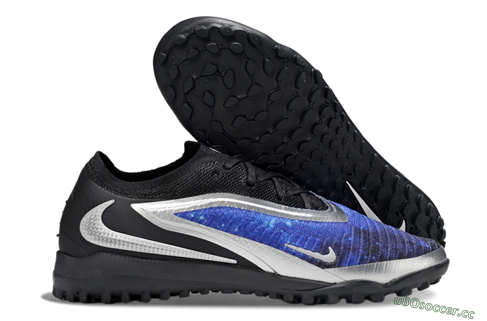 Men's Nike Phantom 6 Low Elite TF Artificial Turf Low-Tops Football Shoes - Blue/Silver/Black 2