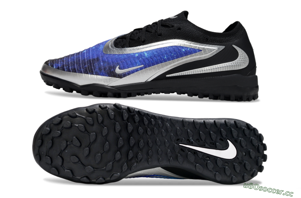 Men's Nike Phantom 6 Low Elite TF Artificial Turf Low-Tops Football Shoes - Blue/Silver/Black 1