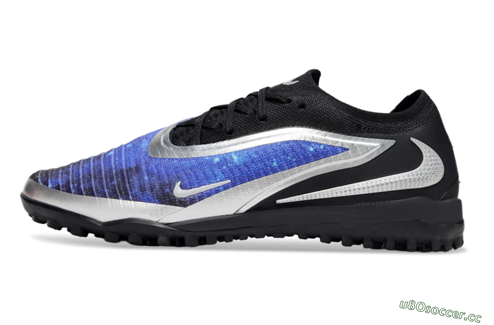 Men's Nike Phantom 6 Low Elite TF Artificial Turf Low-Tops Football Shoes - Blue/Silver/Black 0