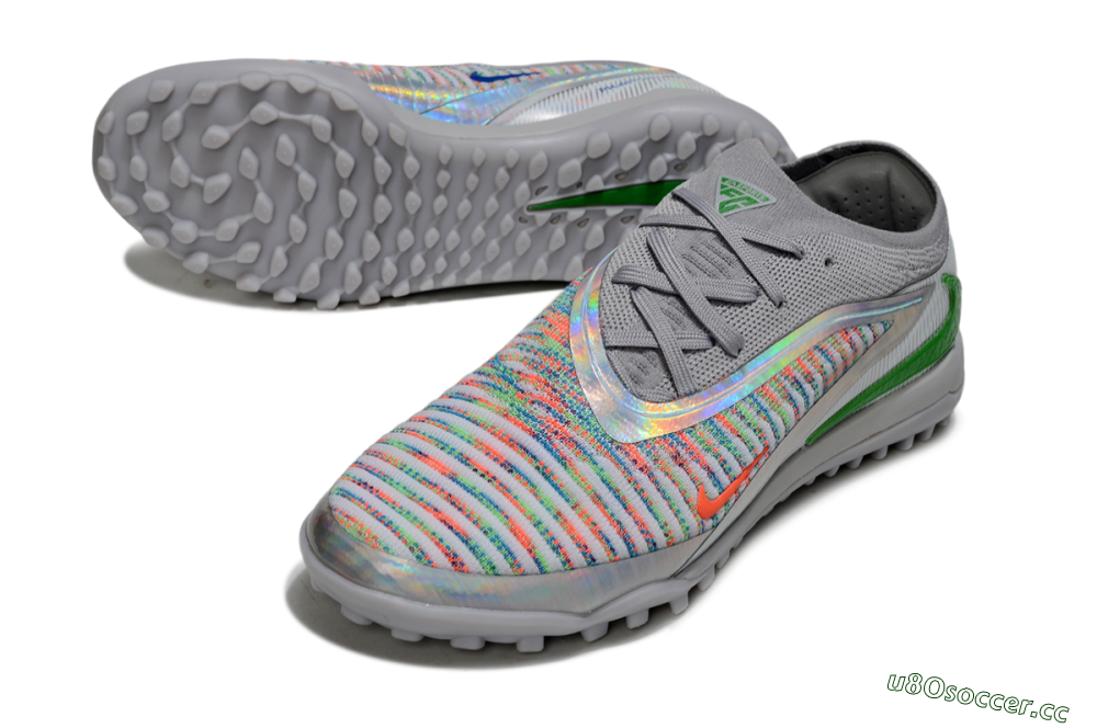 Men's Nike Phantom 6 Low Elite TF Artificial Turf Low-Tops Football Shoes - Grey/Silver/Yellow 3